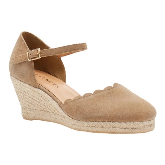 Talbots Lyndsey Espadrille Wedge 7M Tan Jute Heel Neutral Summer Comfort Shoe - Picture 1 of 9